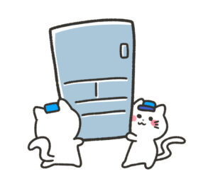 冷蔵庫を運ぶ白猫さん達